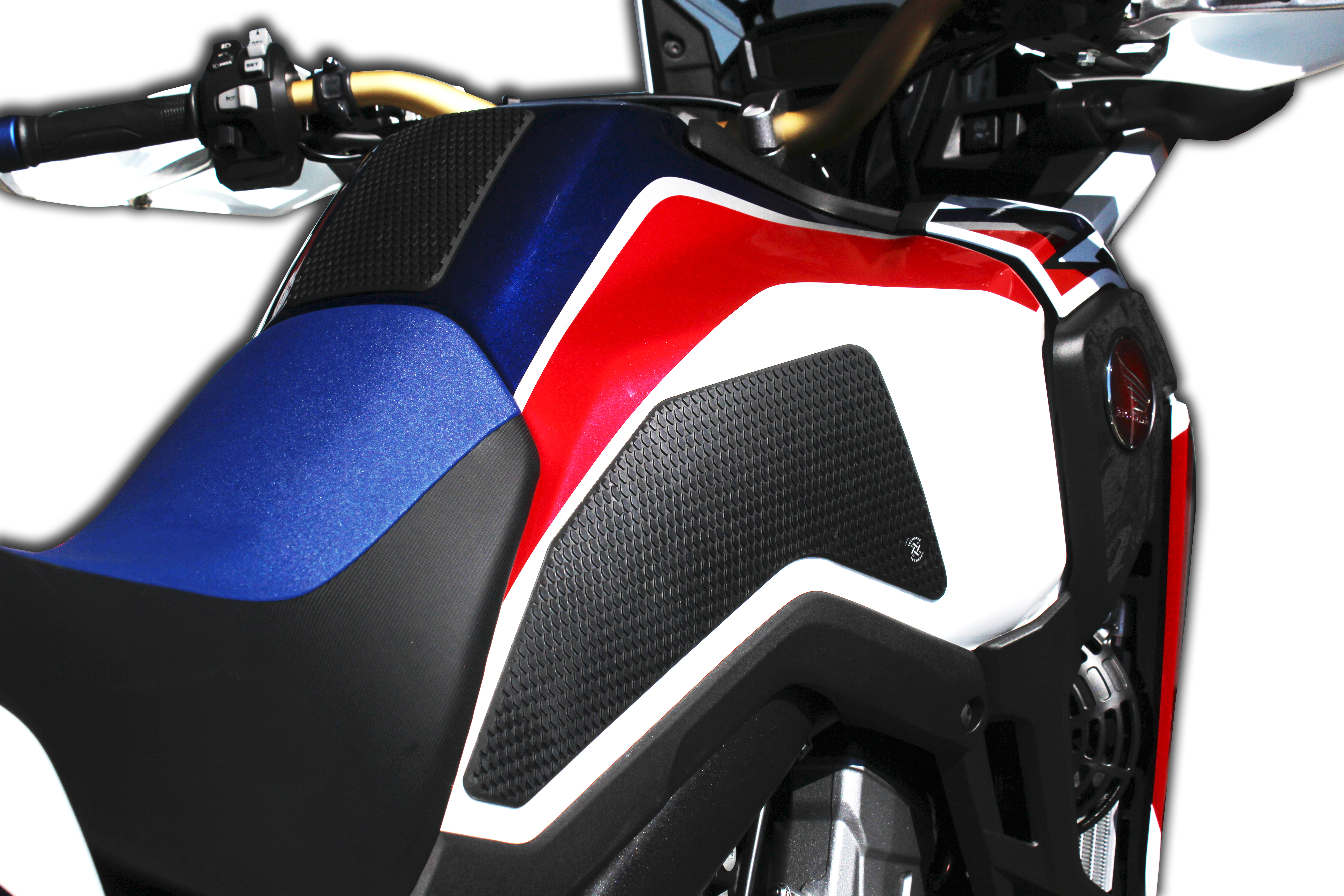 TechSpec Tank Grip Pads for the Honda Africa Twin 1000 (16-20) - RED, WHITE & BLUE PAINT DESIGN TechSpec Tank Grip Pads for the Honda Africa Twin 1000 (16-20) - RED, WHITE & BLUE PAINT DESIGN